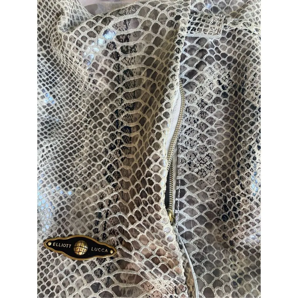 Elliott Lucca Sintra Leather Hobo Bag Exotic Snakeprint Gray/Taupe Gray - Image 8