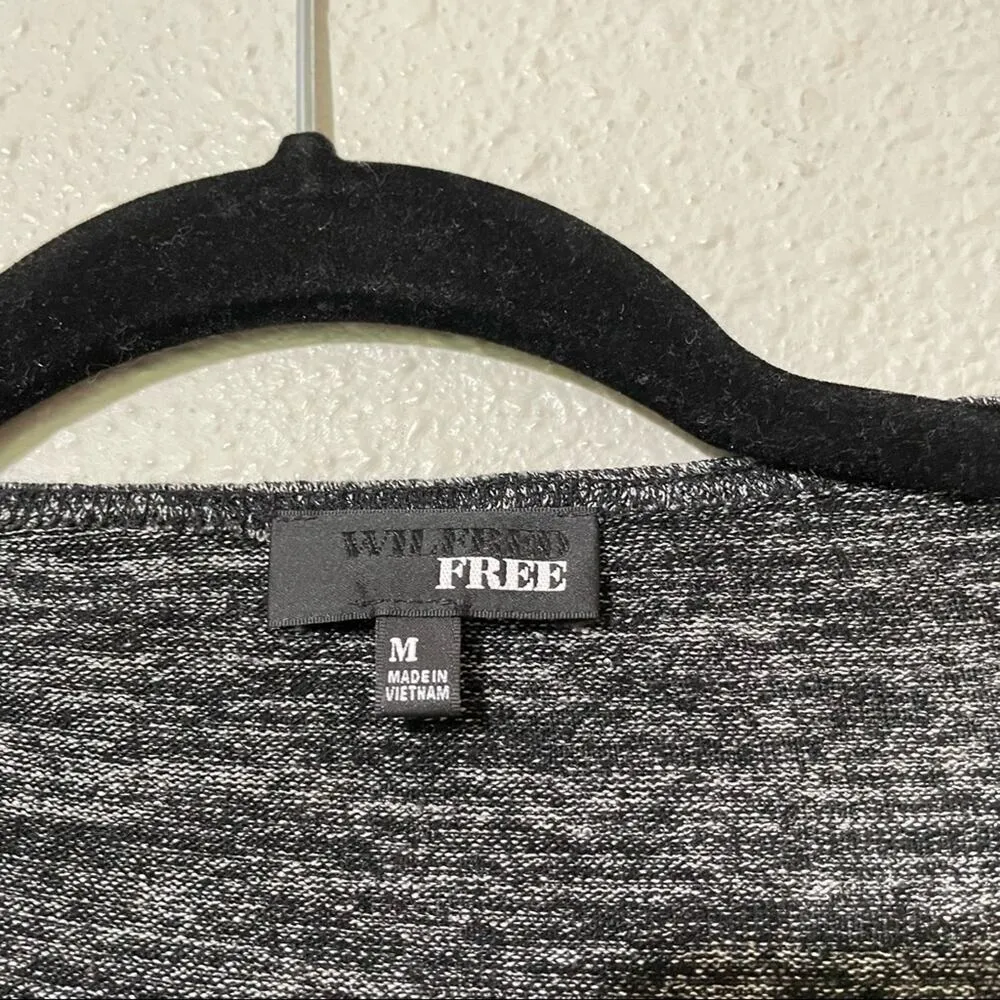 Wilfred Free Aritzia Black Heathered Long Sleeve Faux Wrap Bodycon Dress Women M - Image 2