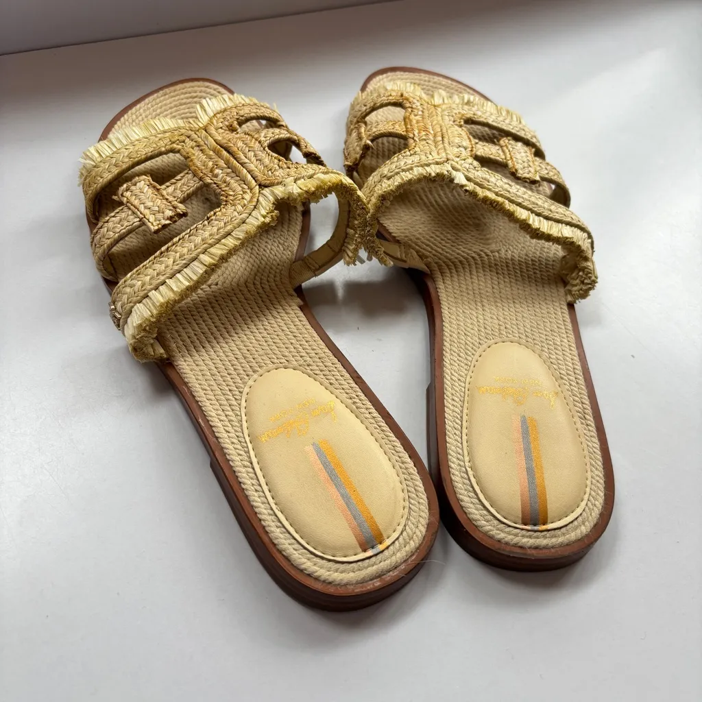 Sam Edelman Bay Natural Raffia Sandals Slides Slip On Straw Resort Size 7.5 - Image 11