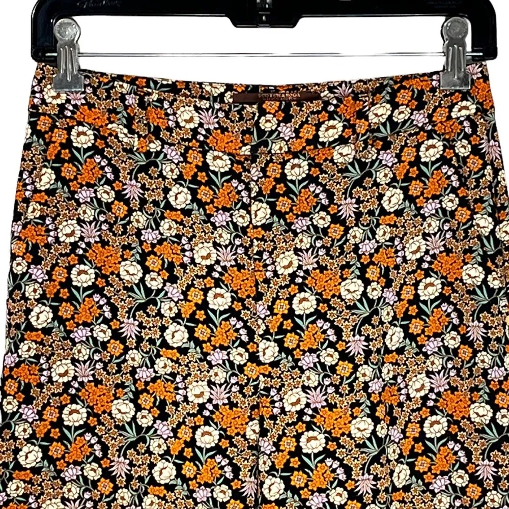 Scotch & Soda Edie Tailored Wide Leg Drapey Floral Pants Trousers Orange Black - Image 6