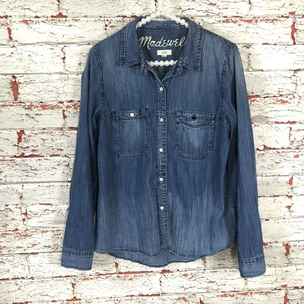 Madewell Denim Boyshirt Campground Wash Shirt Sz M - Image 4