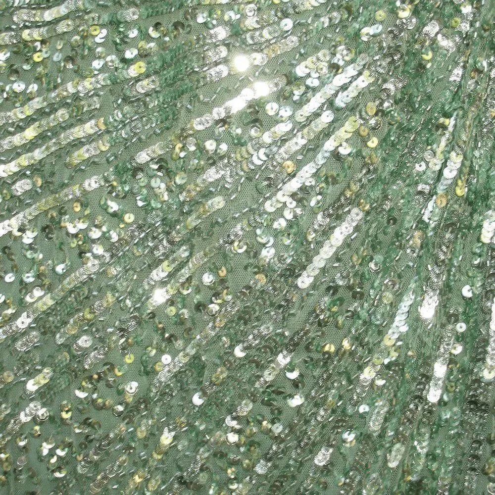 NWT Mac Duggal 5687 SEQUINED ONE SHOULDER DRAPED LACE UP GOWN - Image 8