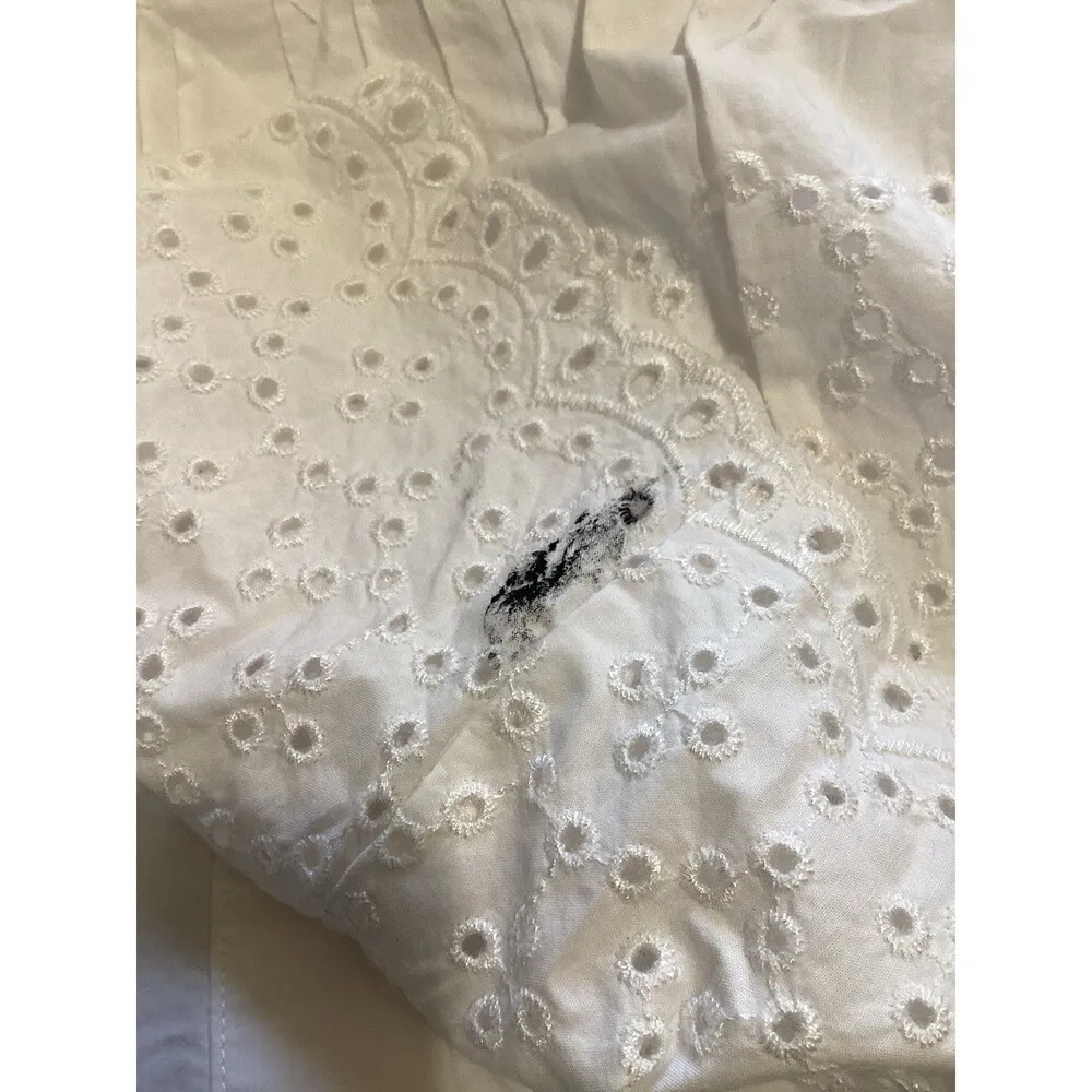 J. Crew Flawed Jolie Top in Eyelet Cotton Poplin White Short Sleeve S - Image 8