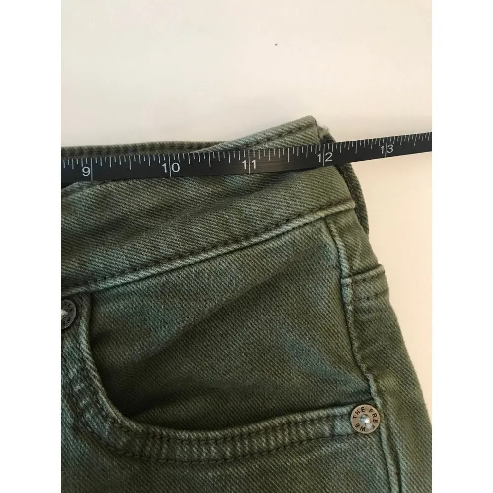 Free people We the free army green button fly denim shorts size 0 - Image 7