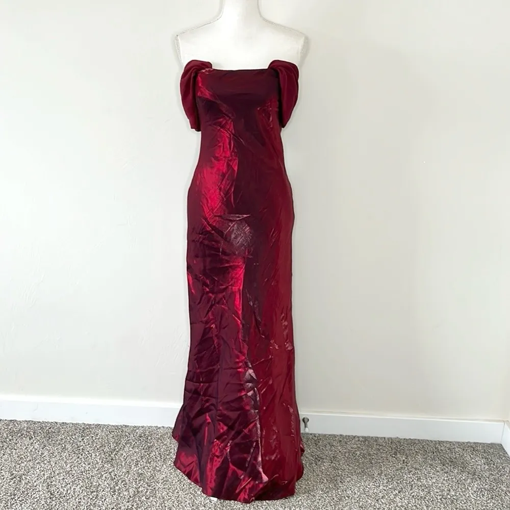 Vintage 90s Vampy Prom Dress Red - Image 2