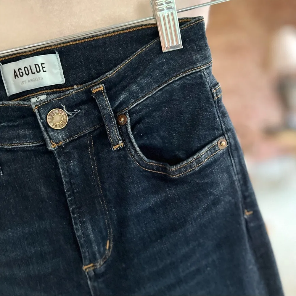 Agolde Sophie Jeans Skinny Midrise 25 Dark Wash Stretch Whiskered - Image 7