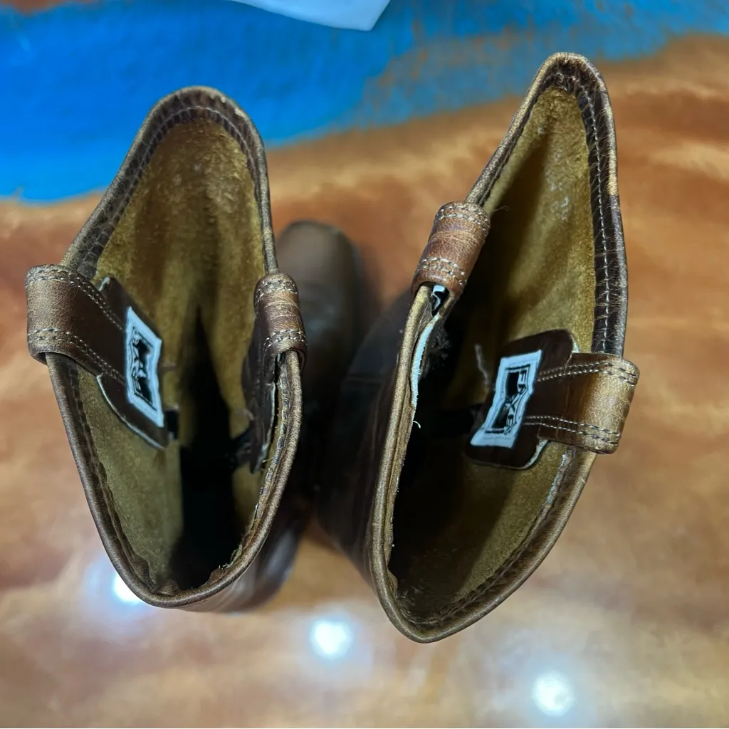 Vintage Frye 12R Brown leather Harness Boots USA Cowgirl size 6 - Image 4