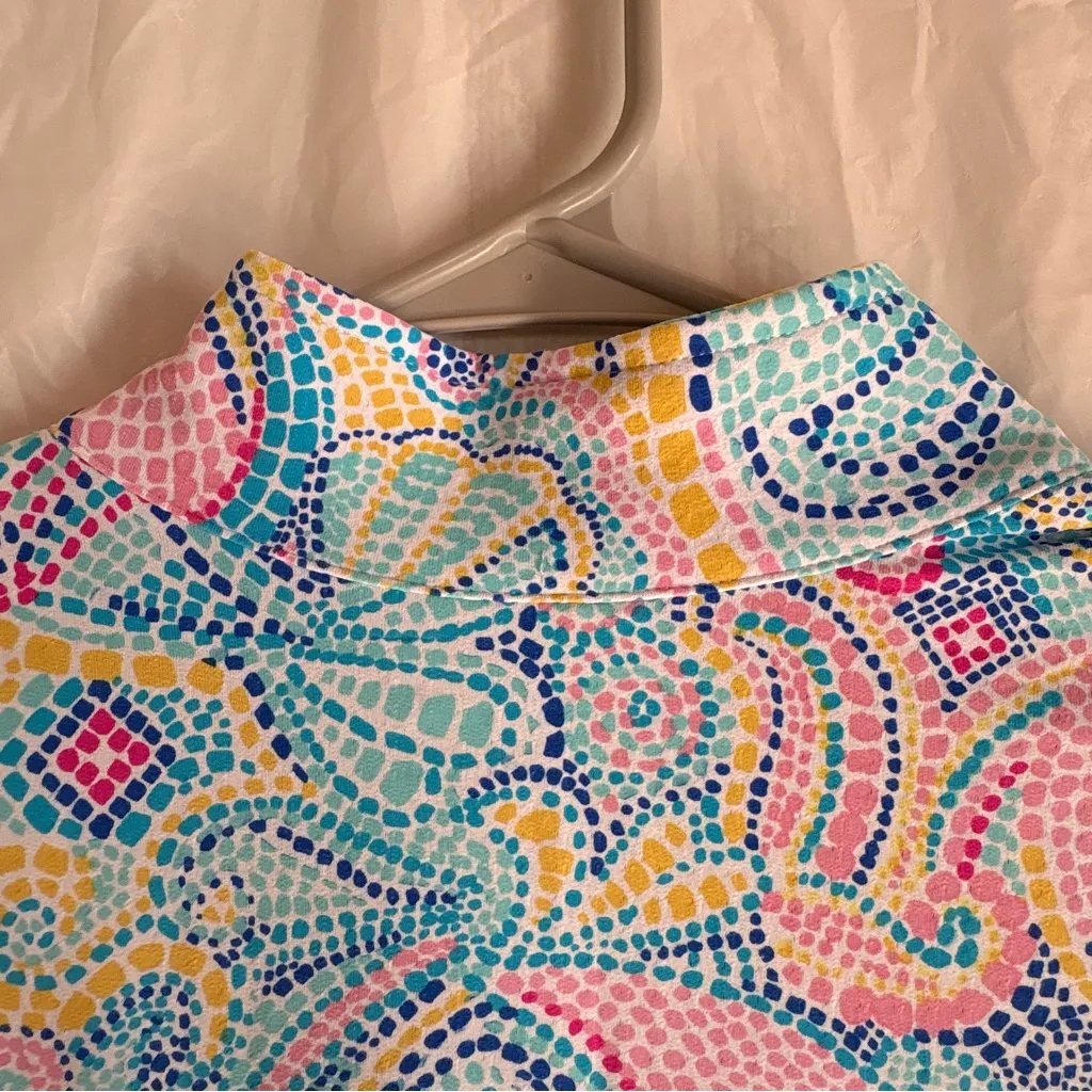 Ibkul Mariel Candy Pink Sleeveless Mock Golf Dress Sz Medium 1/4 Zip Resortwear Blue - Image 8