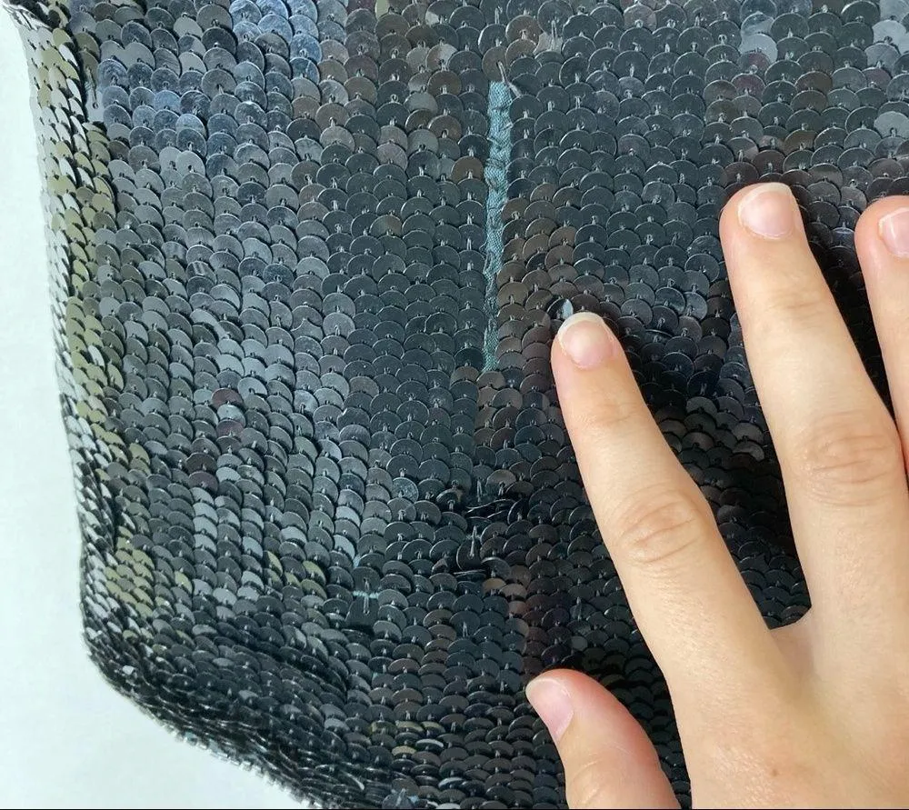 GUNIT | Vintage 100% Silk Black Sequin Skirt Set Size L - Image 7