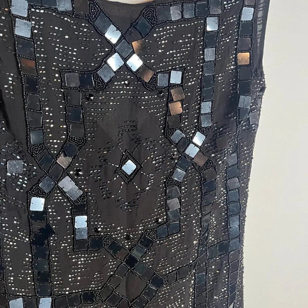 Free People Speak Easy Beaded Mini Dress Black - Image 3