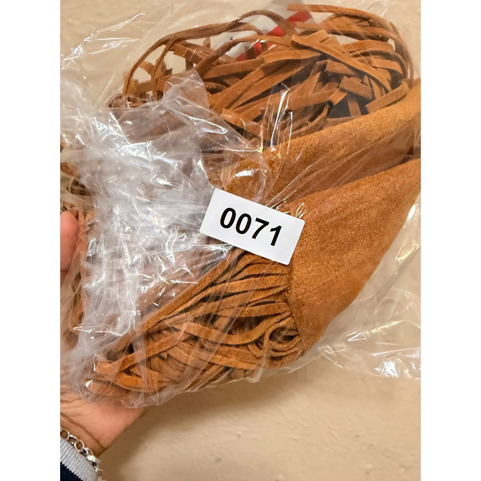 Lariat Leather Western Fringe Poncho Shawl Top Style 905 Tobacco Suede Brown Size L - Image 9