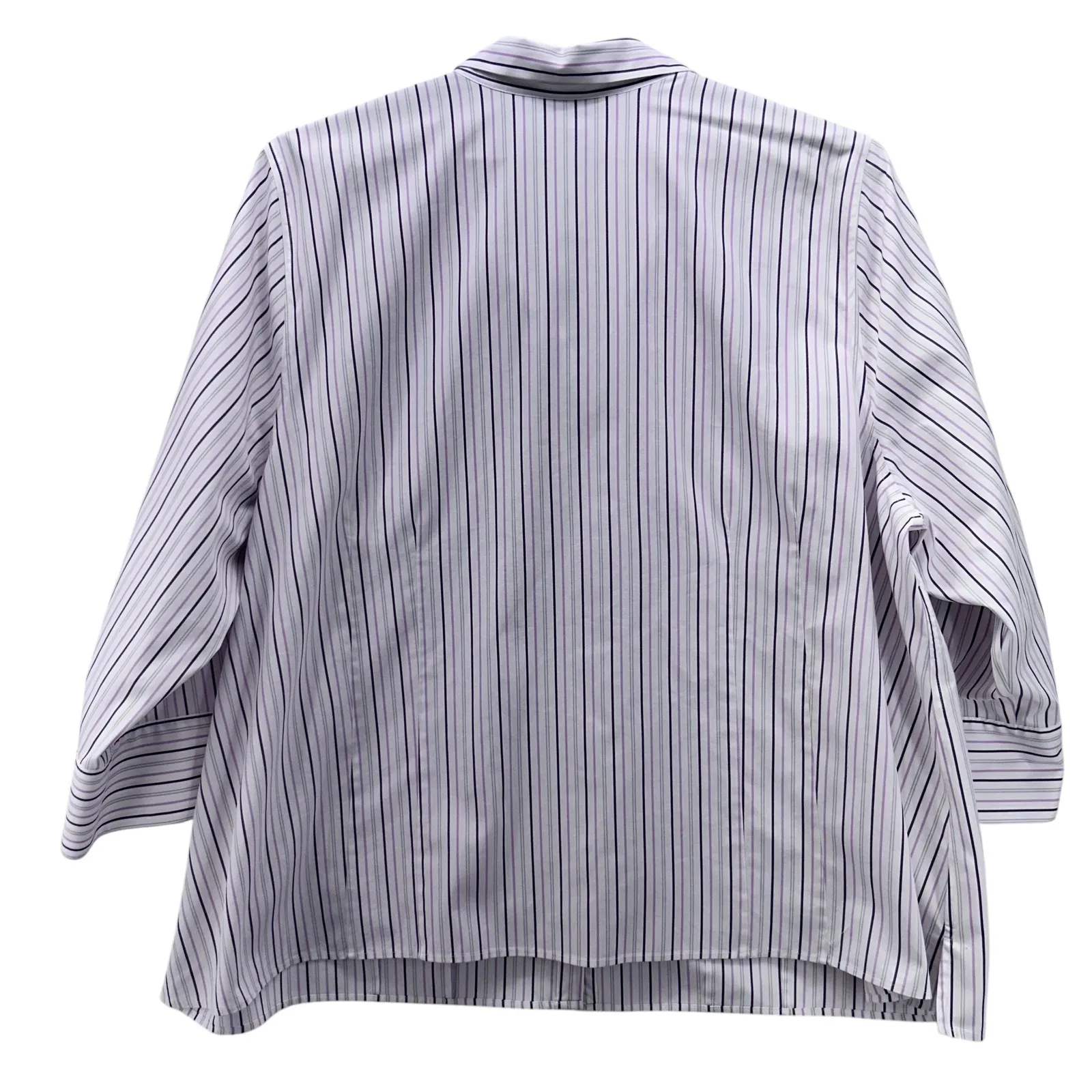 Catherines Striped Button Up Top‎ White 3X - Image 2
