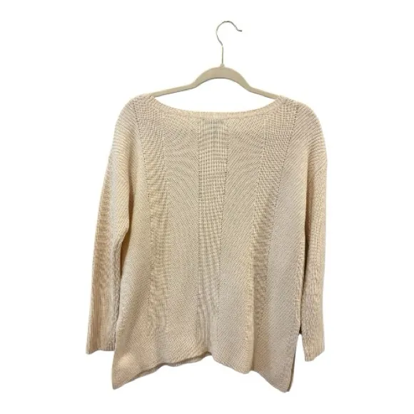Eileen Fisher Bateau Neck Merino Wool Sweater in Cream EUC - Image 6