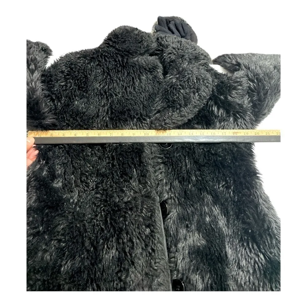 Blanc Noir Black Faux Fur Coat Sz S Super Soft Plush Jacket Thigh Length. - Image 9