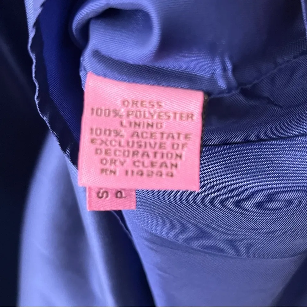 ELIZA J Navy Pleated Skirt Jeweled Waist Draped Neckline Back Zipper Dress 8 - Image 4