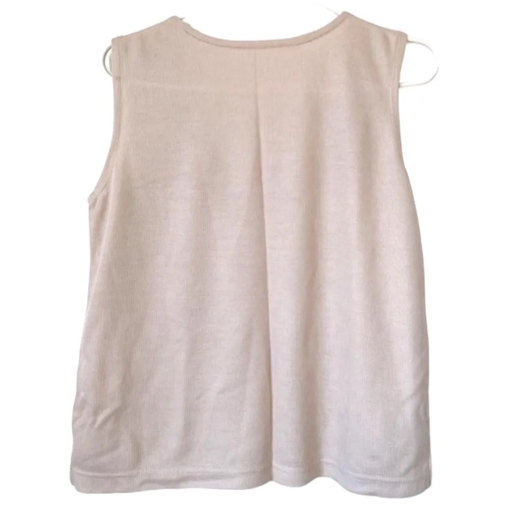 Sleeveless Tank Top Beige XL Slit Sides Soft Stretch Knit - Image 2