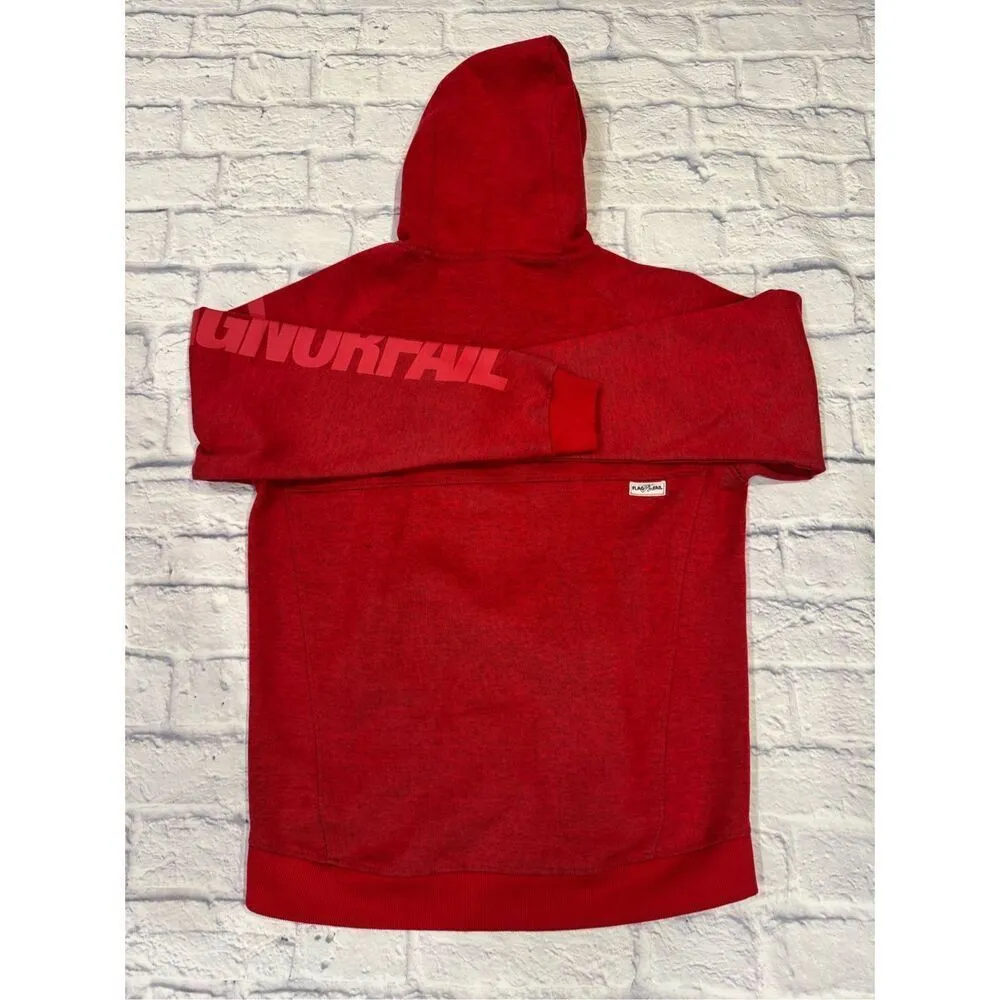 Flag Nor Fail Unisex Full Zip Performance Fleece Hoodie in Red Size Small - Image 4