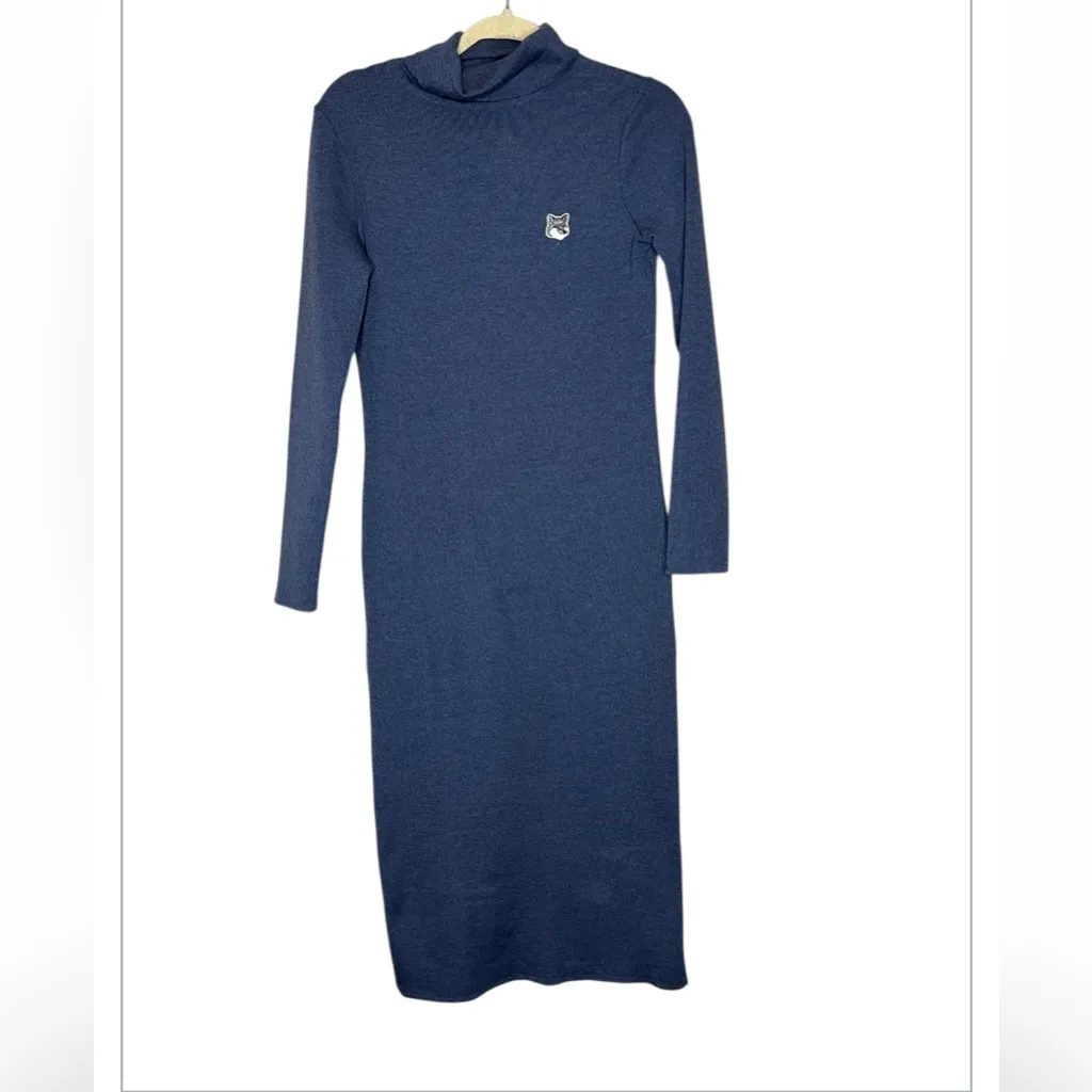 Maison Kitsune Grey Fox Head Patch Long 100%wool Dress size S - Image 3