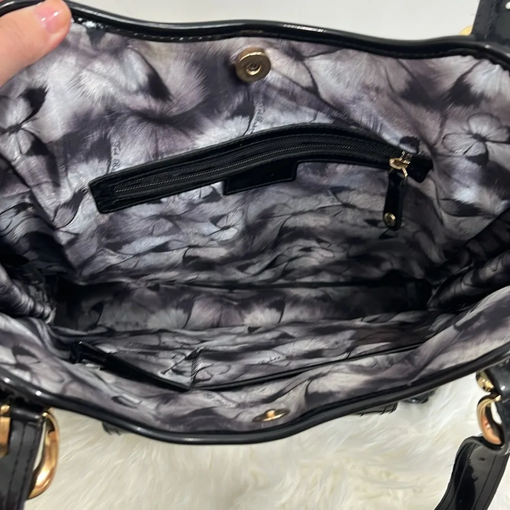 Ted Baker London Patent Tama Black, Gold Tone Large Purse Shoulder Bag - Image 10