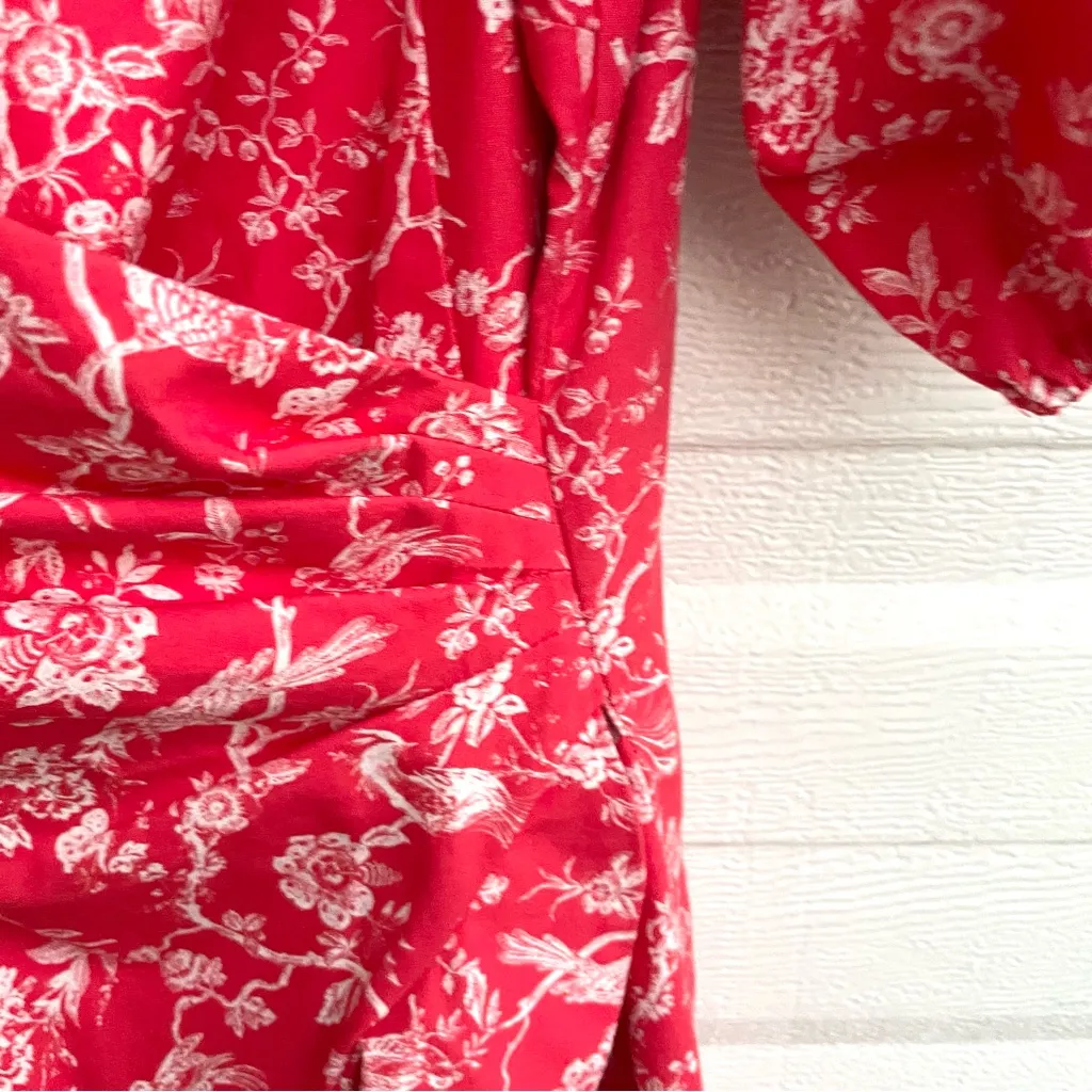 NWT Sachin & Babi Womens Dress Coral Ivy Floral Faux Wrap Puff Sleeve Size 10 - Image 9