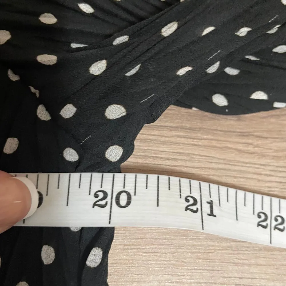 Vintage Le Grange Blouse Womens Size Small Crinkle Polka Dot Top Business Casual Black - Image 4