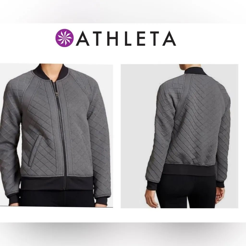 Athleta Infusion Bomber‎ Embossed Quilted Athletic Jacket, Medium - Image 2