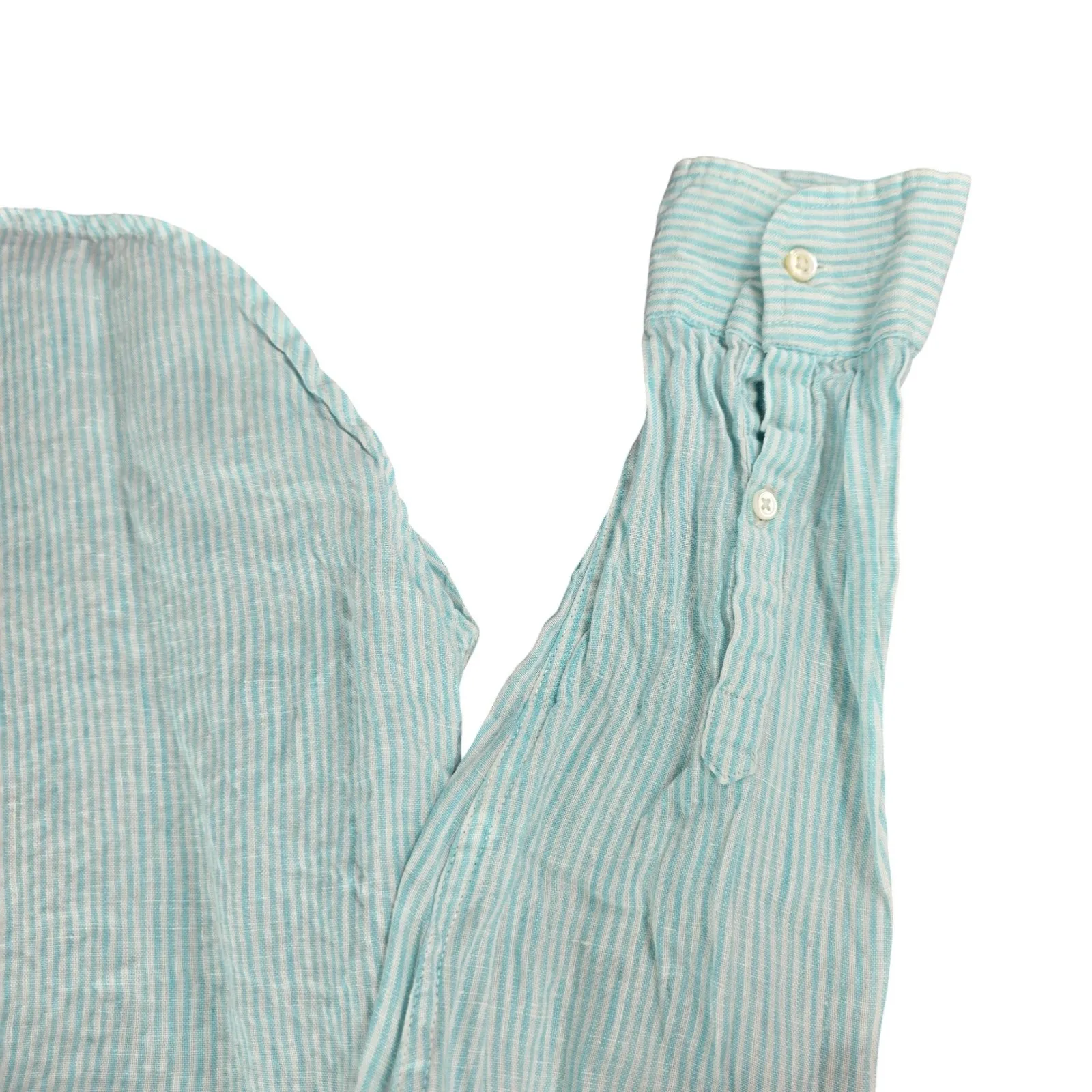 Green Stripe Vacation Beach Preppy L.L. Bean Cotton Classic Tunic Linen Top XS - Image 9