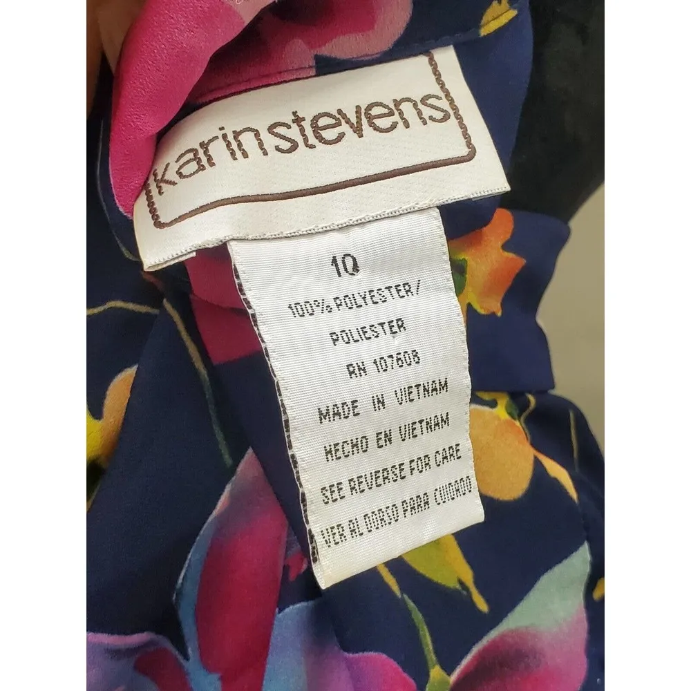 Karin Stevens Women Floral Polyester Short Sleeve Collared Button Down Shirt 10 - Image 8