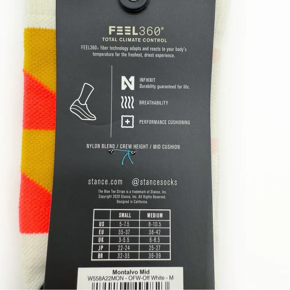 Stance Montalvo Mid Womens Crew Socks Running Jogging Athletic Performance Neon Black - Image 6