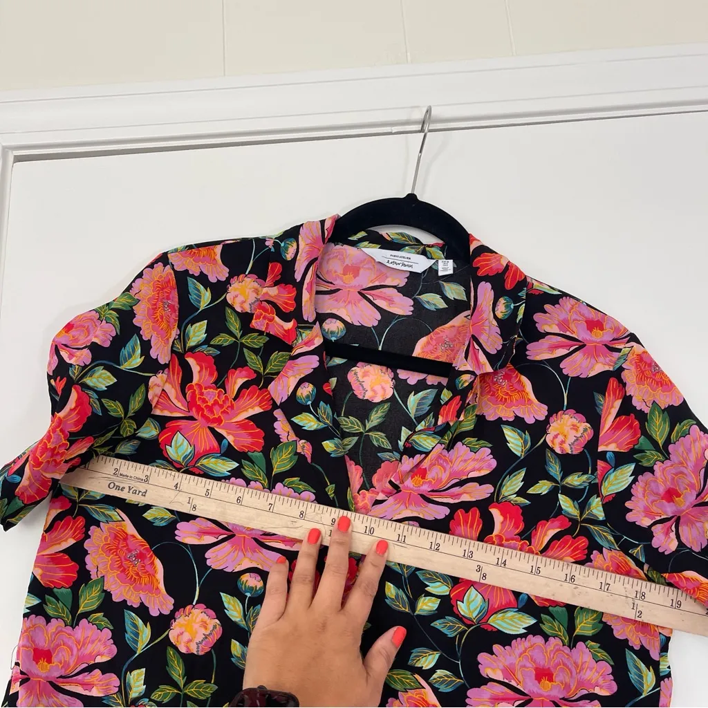 Paris Atelier & Other Stories Peony Button Up Shirt Short Sleeve Women’s Size 8‎ Pink - Image 6