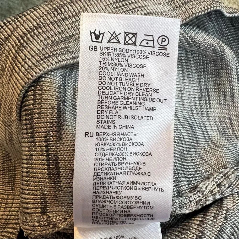 Reiss Sabra Grey Knitted Blouson Dress NWT Size 4 Boat Neck Batwing Sleeve - Image 6