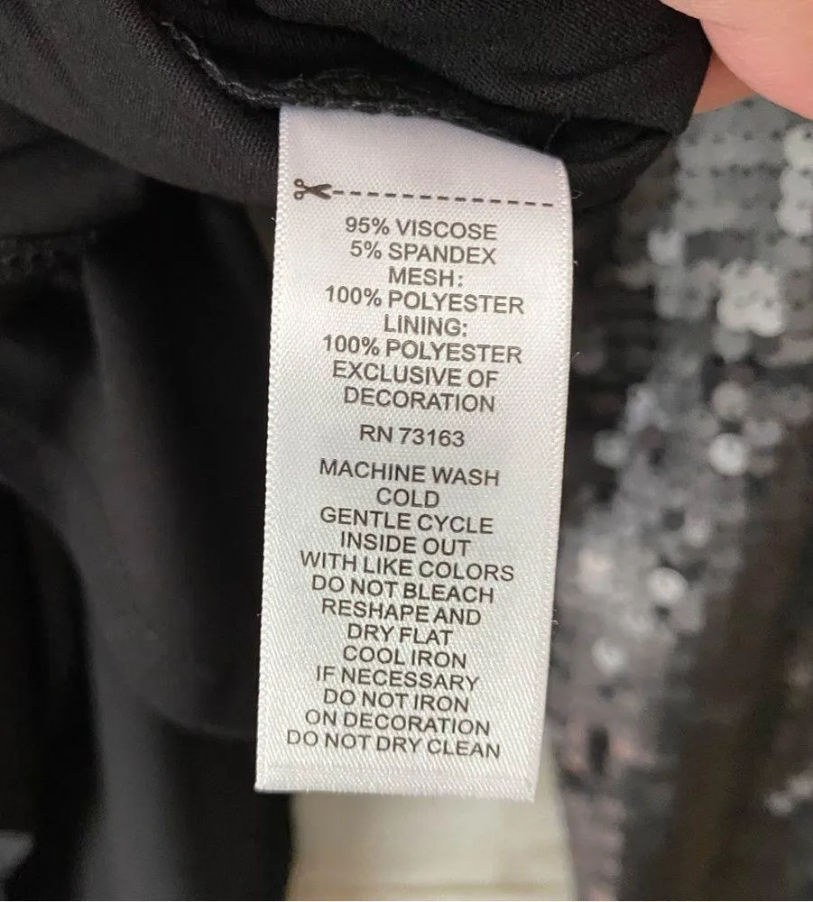 NWT Nordstrom Cupio Black Sequin Long Sleeve Top Small - Image 3