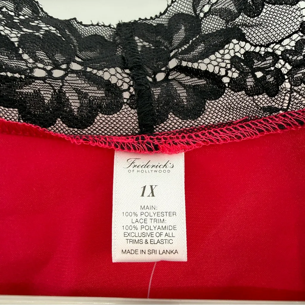 Frederick's‎ of Hollywood NWT Aspen Mae Robe Women's 1X Red Satin Lace Trim - Image 5