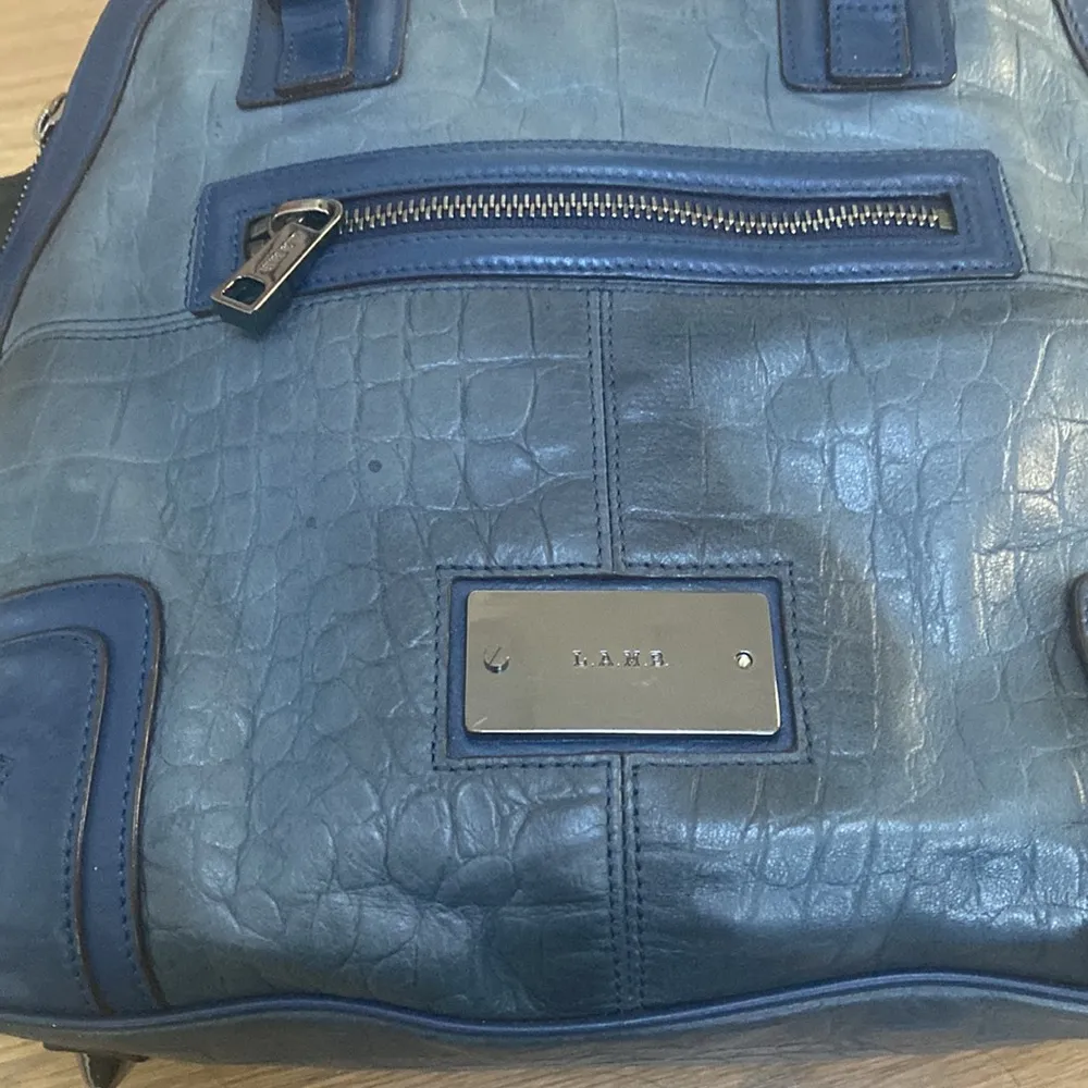 L.A.M.B. Gwen Stefani Domed Croc Embossed Blue  Leather Bag - Image 12
