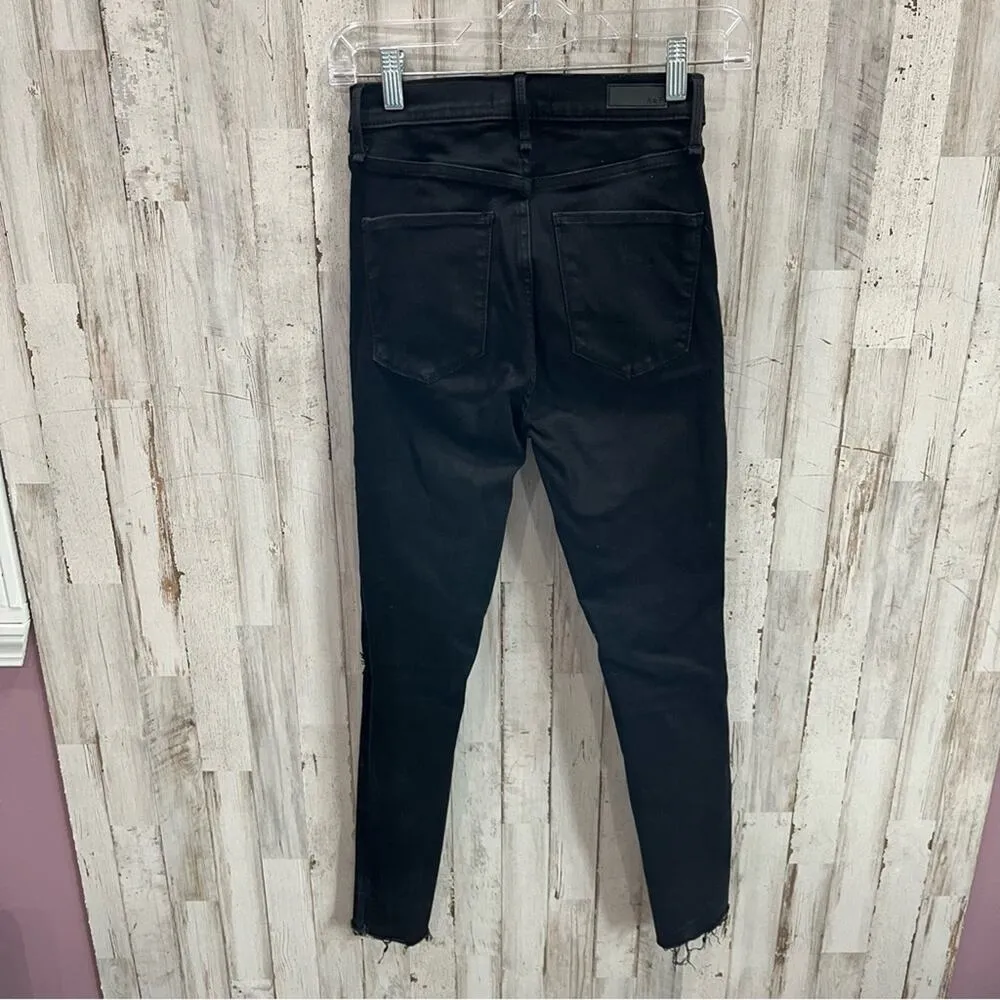 Abercrombie Ultra High Rise Super Skinny Black Jeans Busted Knee Raw Hem - Image 4