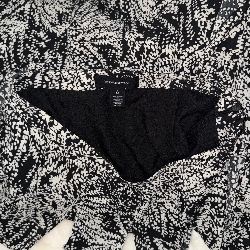 Who What Wear Swing Skirt Black & White Fern Print Women’s 6 - Image 6