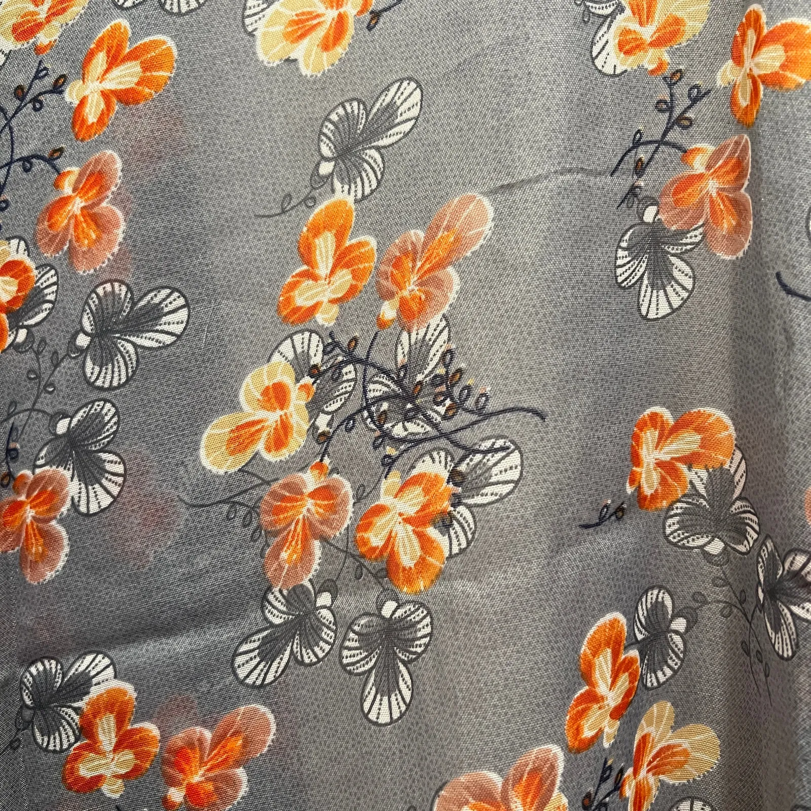 RAJ Kimono Peach Floral on Gray One Size Fall Boho Indie Cottage Lightweight NEW - Image 4