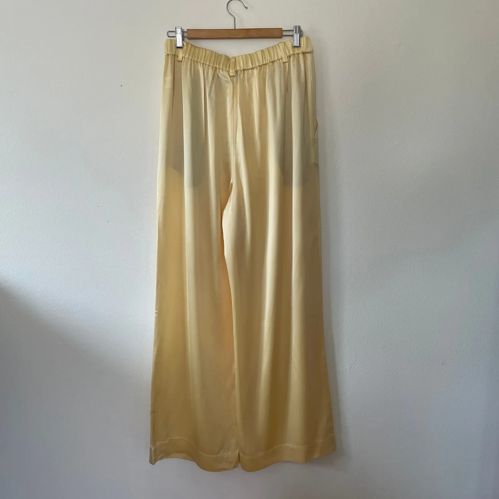 Cami NYC Pants Womens Large Yellow Wide Leg Flowy Silky Elastic Waist New - Image 2
