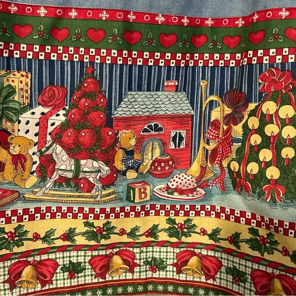 Vintage handmade chambray toyland holiday‎ Christmas skirt (small?) Blue - Image 5