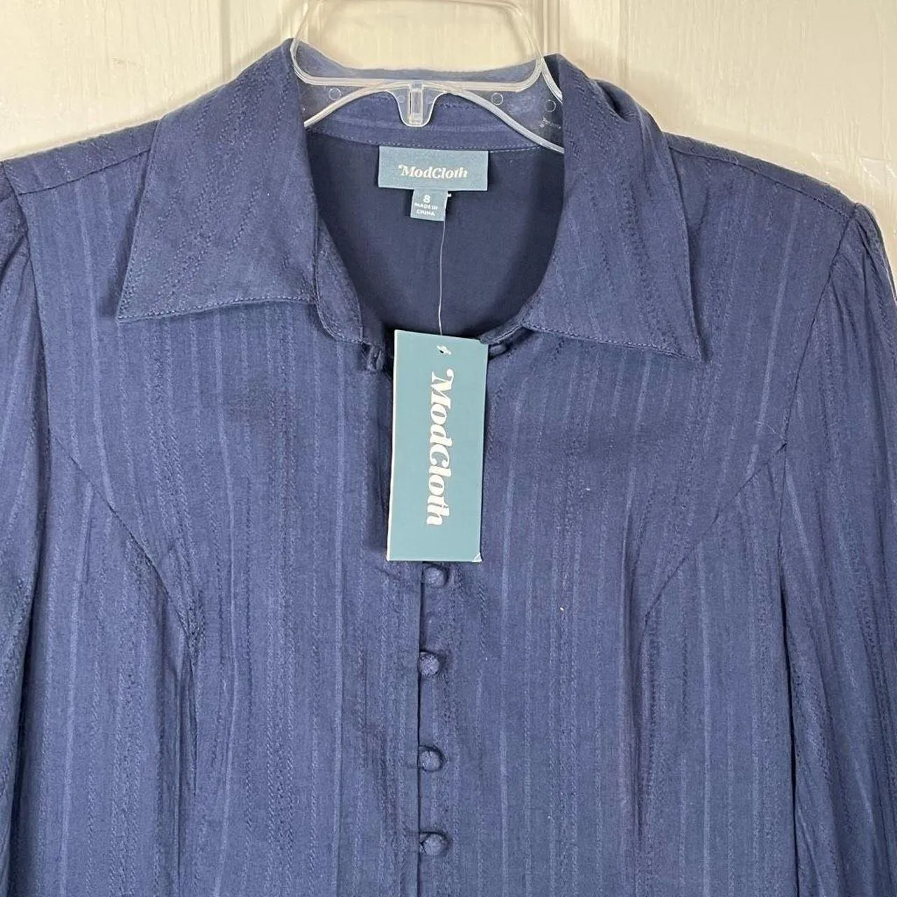 ModCloth Aline Dress With Long Sleeve Shadow Stripe - Image 6