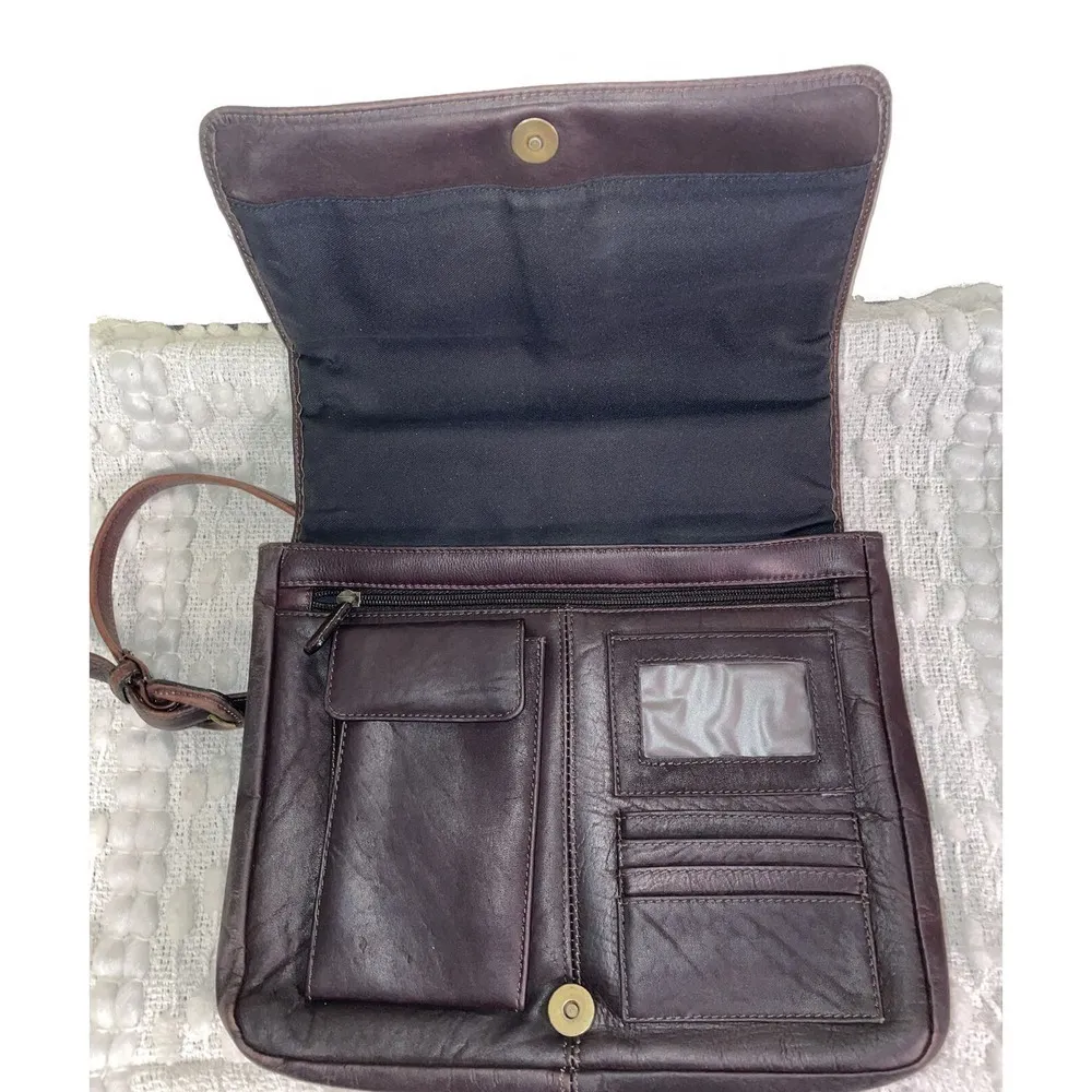 BOULDER RIDGE Full Grain COWHIDE Leather Bag Crossbody Purse Tote Brown - Image 3