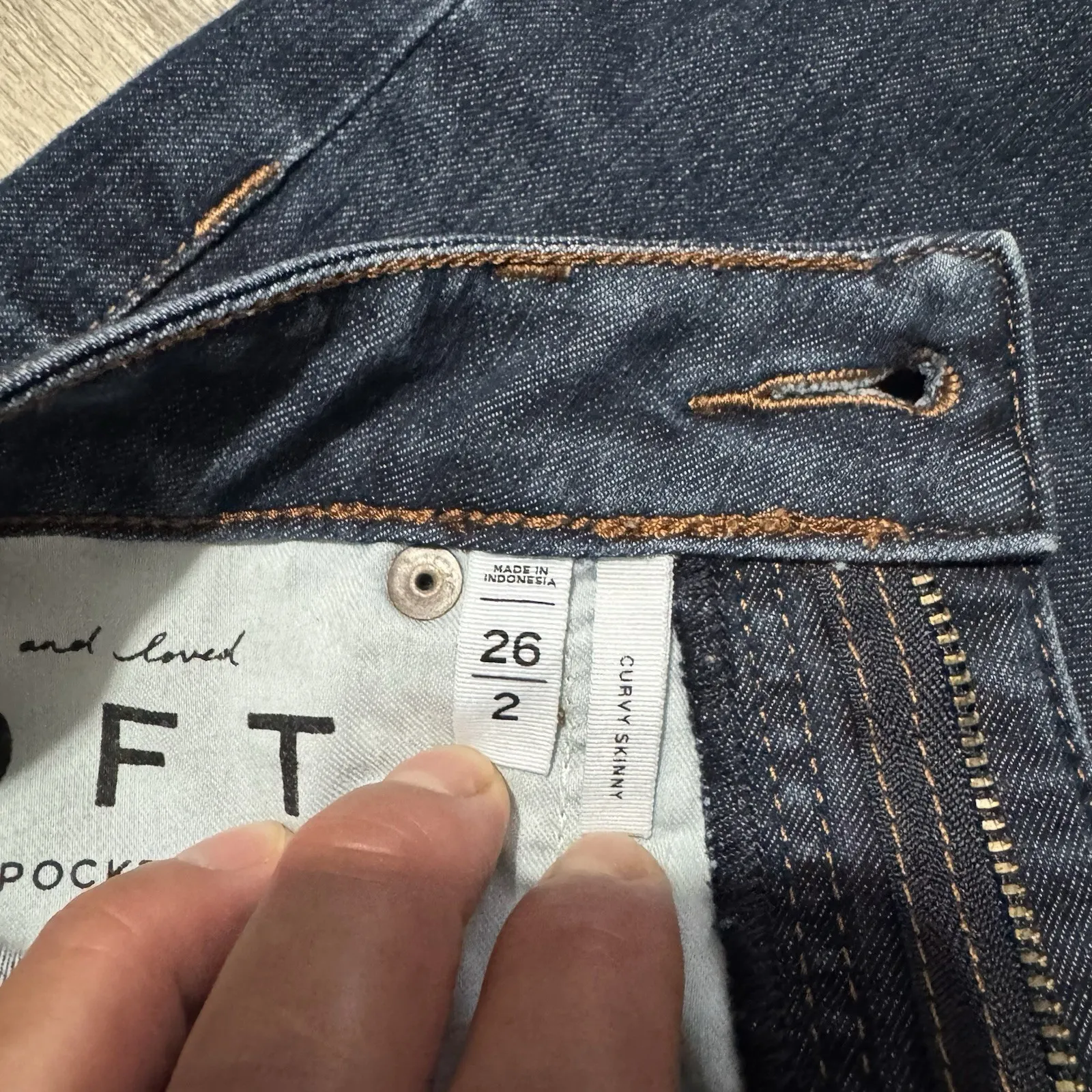 Loft Women Curvy Skinny Slim Pockets Blue Denim Jeans Pants Size 26 2 Cotton - Image 3