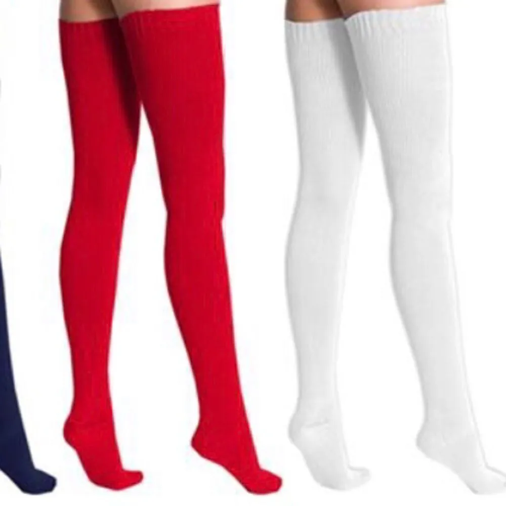 American Apparel Brand New 2000s Y2K DARK RED Vintage Deadstock Thigh High Socks - Image 2