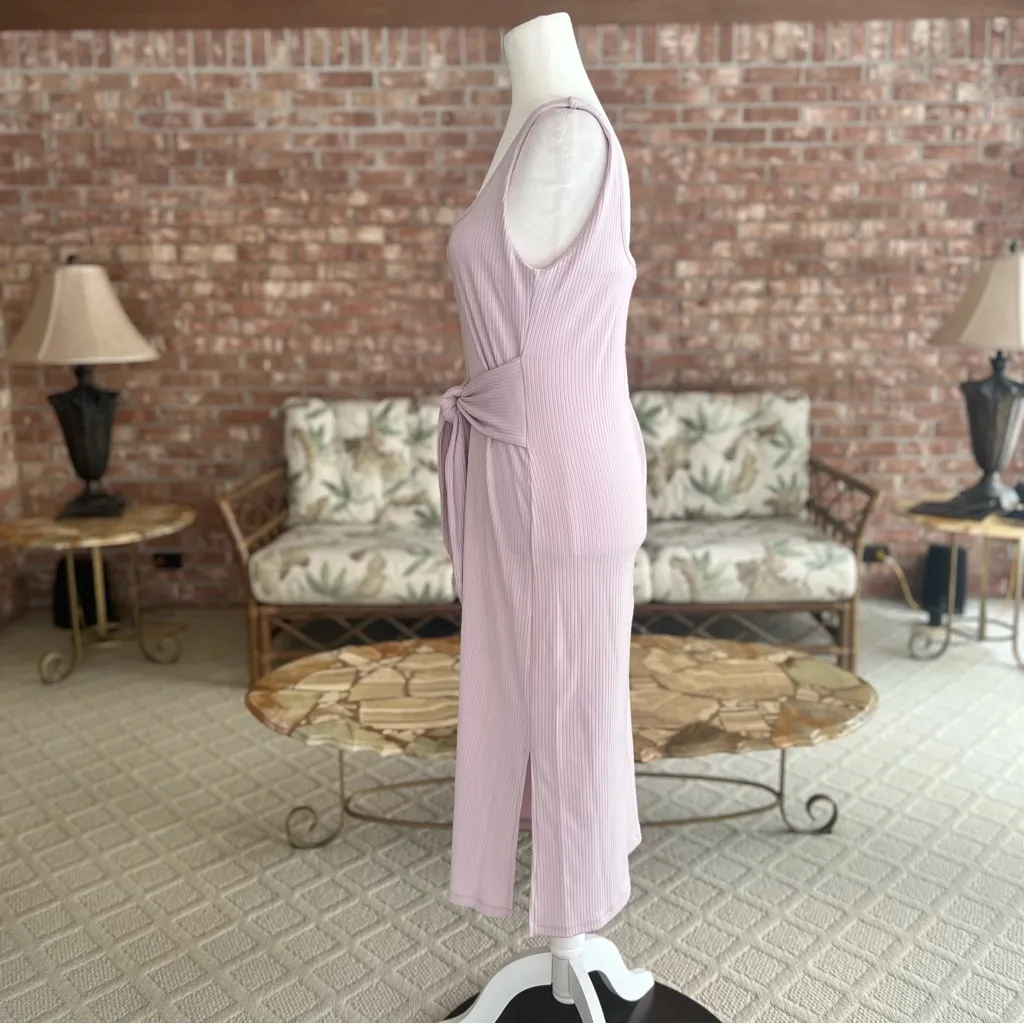 Sophie Rue Dress Ribbed Knit Bodycon Purple Lilac M Belted Sleeveless Party - Image 6