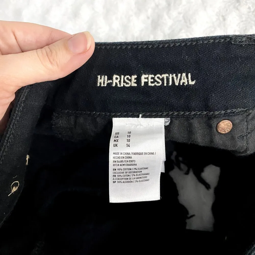 Black Distressed Cut Off Hi-Rise Festival Jean Shorts 10 - Image 4