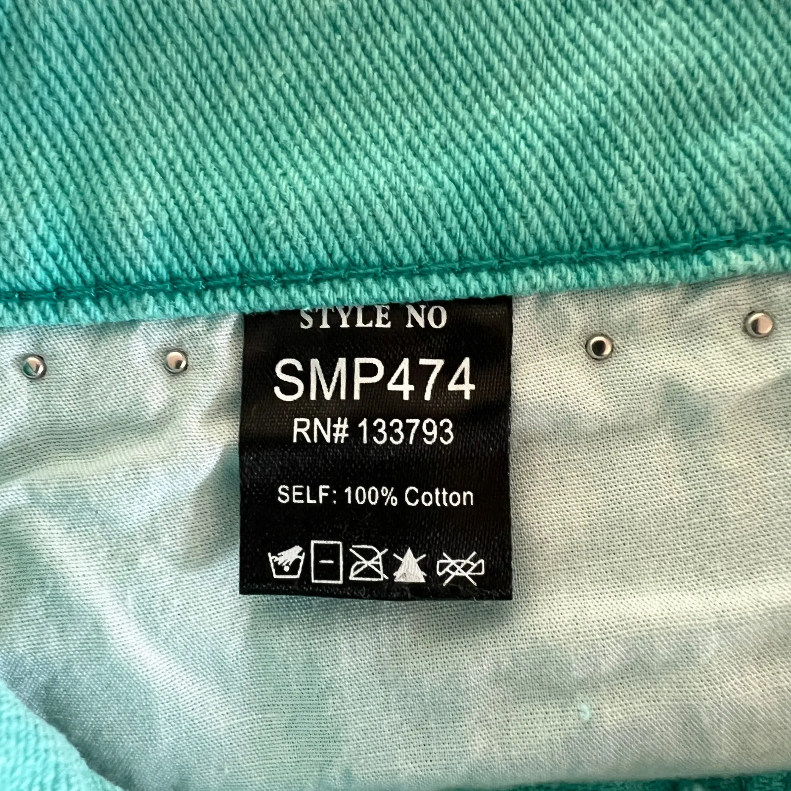 POL Studded Turquoise Blue Straight Jeans Sz S W28 L28 Cut Out Legs Biker NWOT - Image 8