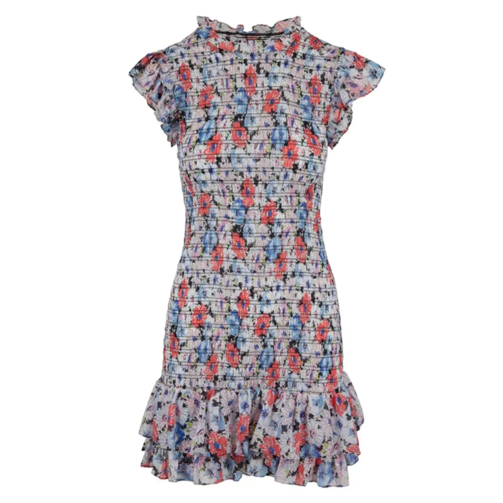 Veronica Beard Cici Smocked Mini Dress - Watercolor Floral - 16 - Image 8