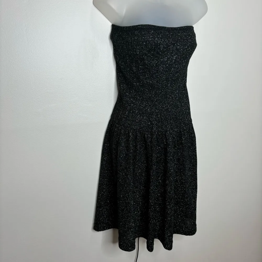 Free people knit tube top dress black metallic silver fit and flare mini small - Image 7