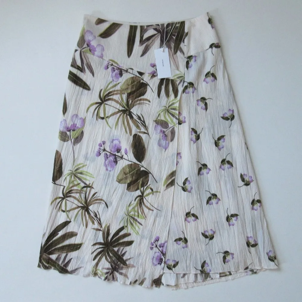 NWT Vince Mixed Tropical Garden Midi in Pale Alder Floral Crinkle Skirt 8 $295 - Image 6