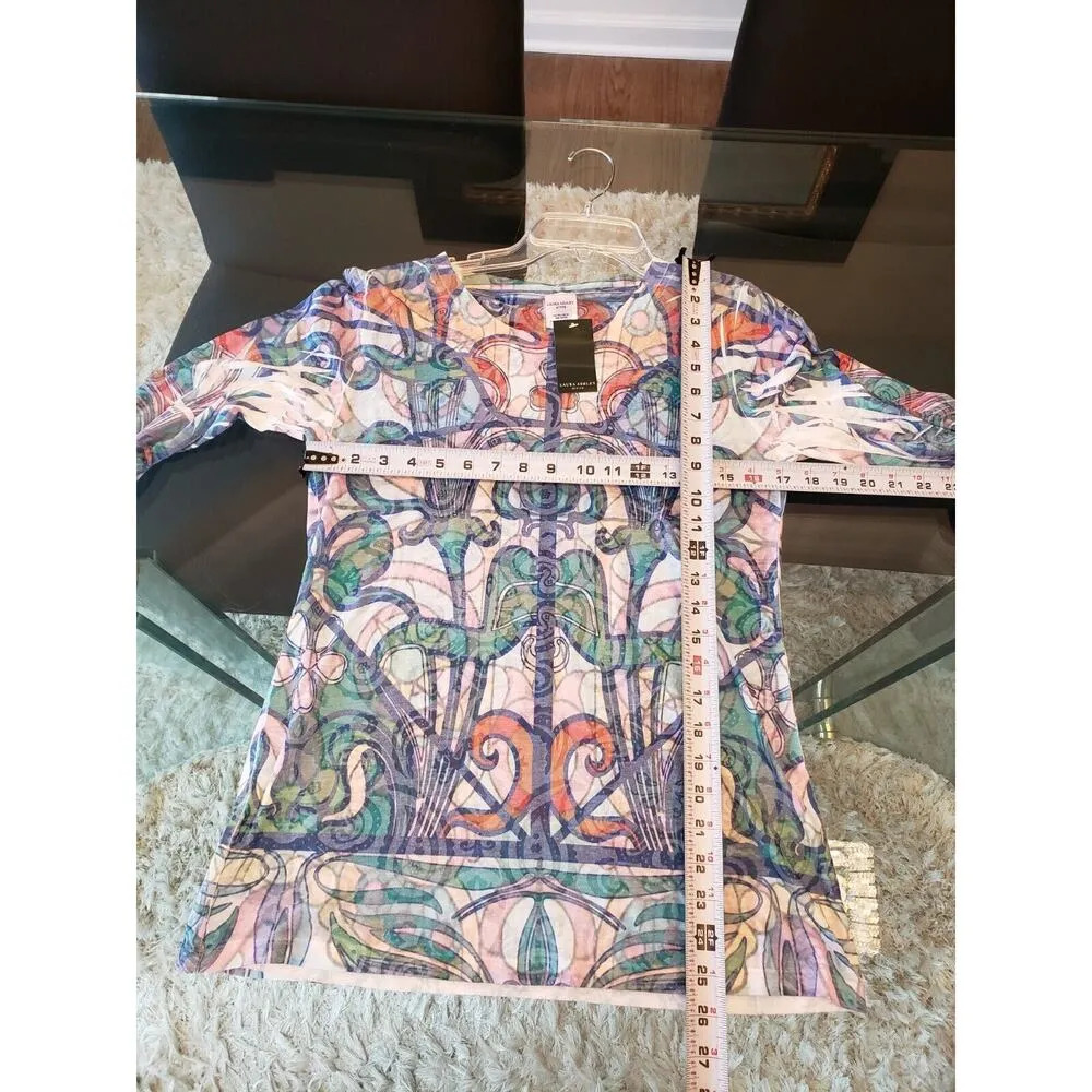 Laura Ashley Women Multicolor Polyester Round Neck Long Sleeve Top Blouse Medium - Image 11